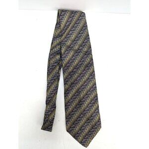 Ondee Men Silk Necktie Purple Gold Geometric Design 58 Inch Made in Italy